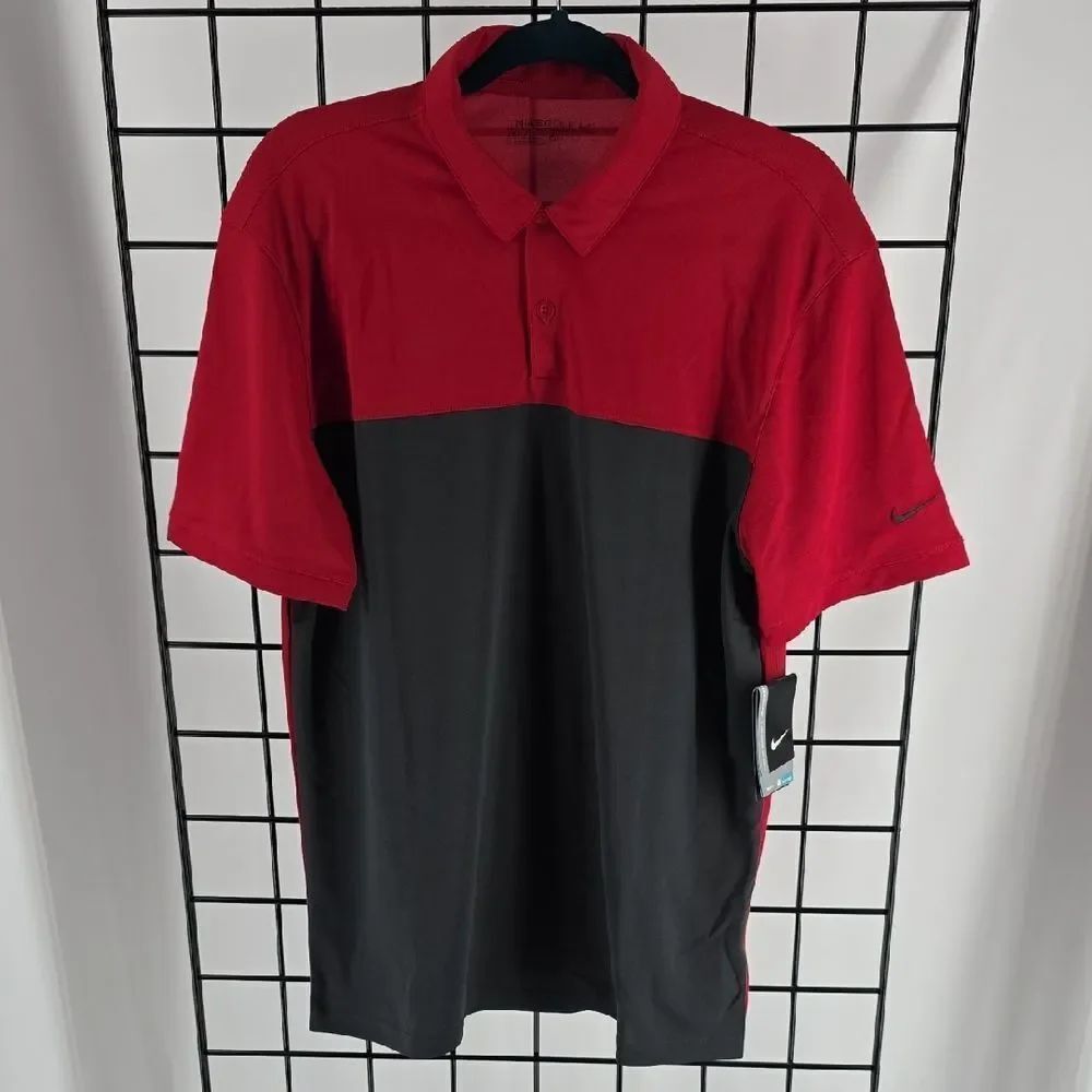Nike Golf Men's Polo Shirt in Red and Black Size M NEW